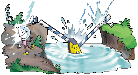 The straw has fallen in water and the bubble is laughing.