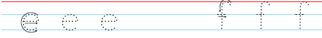 Letters e and f to be traced.