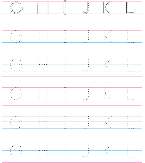Letters G,H,I,J,K,L  to be traced.