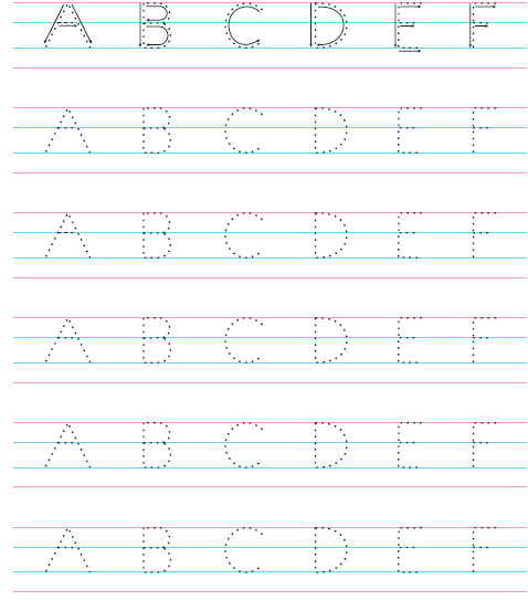 Letters A,B,C,D,E and F to be traced.