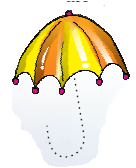 An umbrella with its J shaped handle to be traced.