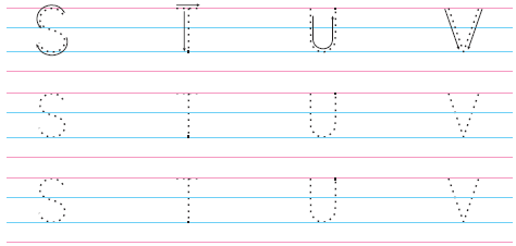 Letters S,T,U,V to be traced.