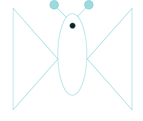 A figure formed by joining two triangles and an oval shape.