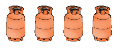 A cylinder followed by another cylinder, followed by another, followed by one more.