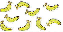 A banana followed by a banana, followed by a banana, followed by a banana, followed by a banana, followed by a banana, followed by two more bananas.
