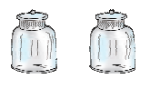 One empty glass jar followed by another empty glass jar.
