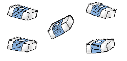 An eraser, followed by another eraser, followed by another eraser and one more eraser.