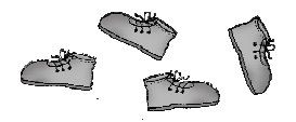 A shoe followed by another shoe, followed by another shoe and one more shoe.