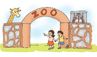 Two children going are entering a zoo.