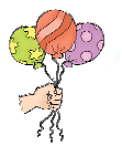 There are three balloons in a hand.