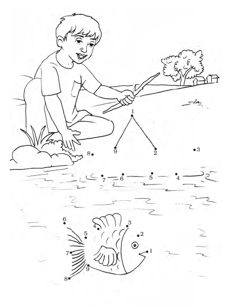 Some numbers to be joined in order to complete a scenery.