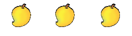 Three mangoes in a row.