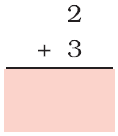 Two is added to three and a blank space is given to write the answer below.