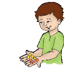 The first boy now has eight candies in is hand.