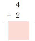 Four is added to two and a blank space is given to write the answer below.