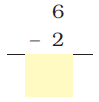 Two is subtracted from six and a blank space is given to write the result.