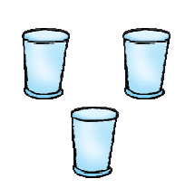 There are three empty glasses.