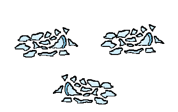 Broken pieces of all the glasses.