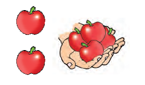 Someone took away four apples in his hands from the six apples.