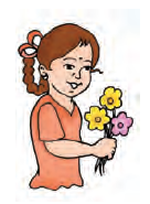 The girl is now left with three flowers in her hand.