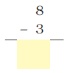 Three is subtracted from eight and a blank space is given to write the result.