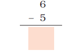 Five is subtracted from six and a blank space is given to write the answer.