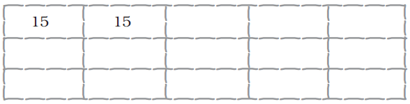 Fifteen empty boxes, number fifteen is to be written in each box.
