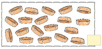 There are five baskets in the first row, five baskets in the second row, five baskets in the third row and four baskets in the fourth row.