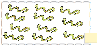 There are three snakes in the first row, three snakes in the second row, three snakes in the third row and two snakes in the fourth row.