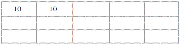 Fifteen empty boxes, number ten is to be written in each box.