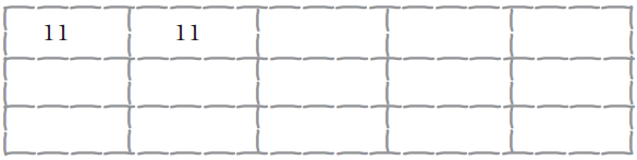 Fifteen empty boxes, number eleven is to be written in each box.