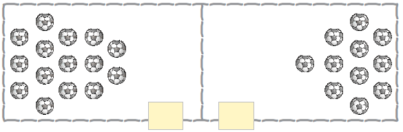 Fifteen balls are there in the first box and eleven balls are there in the second box.