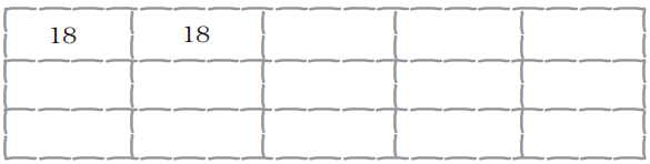 Fifteen empty boxes, number eighteen is to be written in each box.