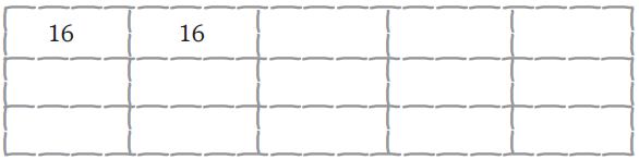 Fifteen empty boxes, number sixteen is to be written in each box.