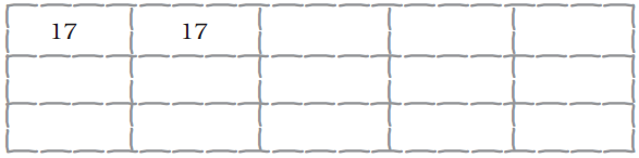 Fifteen empty boxes, number seveneen is to be written in each box.