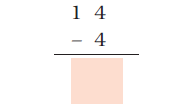 Four is subtracted from fourteen and a blank space is given to write the answer.