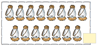 There are eight lanterns in one row and seven in the other row.