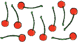 Ten cherries kept separately.