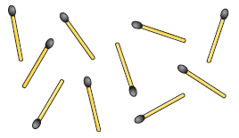 Ten matchsticks kept separately.