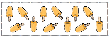 Twelve ice creams in a box.