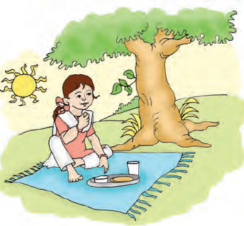 The girl is eating her lunch.