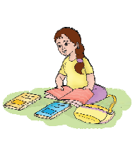 A girl is studying in a school.