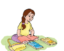 A girl is studying in a school.