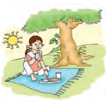 A girl is having her lunch.