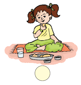 A girl is eating chapatis.