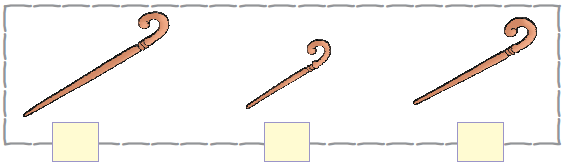 There are three sticks, the first one is the longest and the smallest lies in the middle.