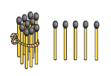 A bundle of ten matchsticks and five matchsticks are kept separately.