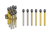 A bundle of ten matchsticks and six matchsticks are kept separately.