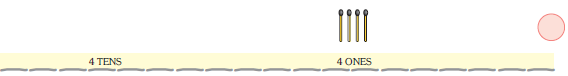The number formed by four tens and four ones is ____. Four matchsticks are drawn at the ones place.