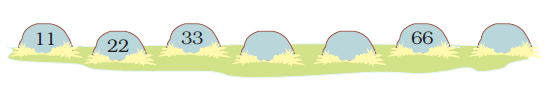 Numbers written in the sequence are eleven , then twenty two, then thirty three, then two blanks, then sixty six and then again blank.